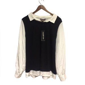 KARL LAGERFELD PARIS Women Black Button Sweater Shirt Size XL